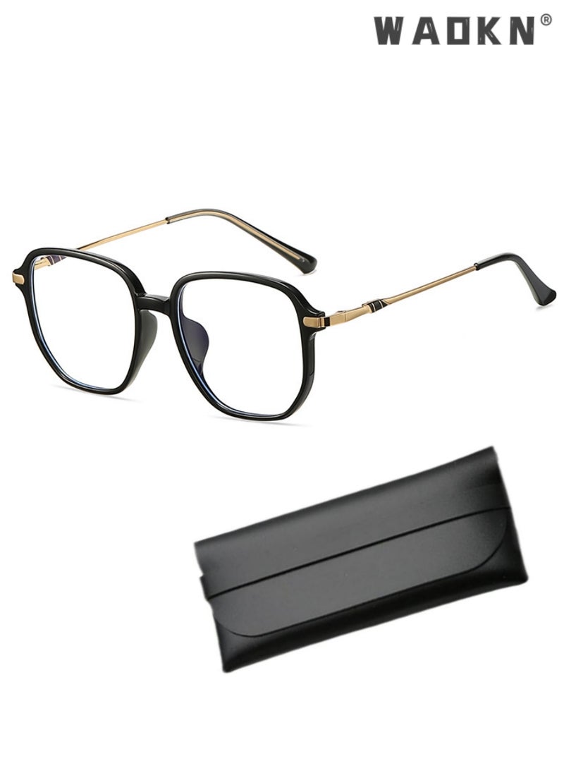 WAOKN Blue Light Blocking Glasses Blue Light Filter Computer Reading Gaming TV Phones Square Eyeglasses Fashion Anti Eyestrain Headache Eyewear for Women Men, Anti Eye Eyestrain UV 400 Protection Reading  - Image 1