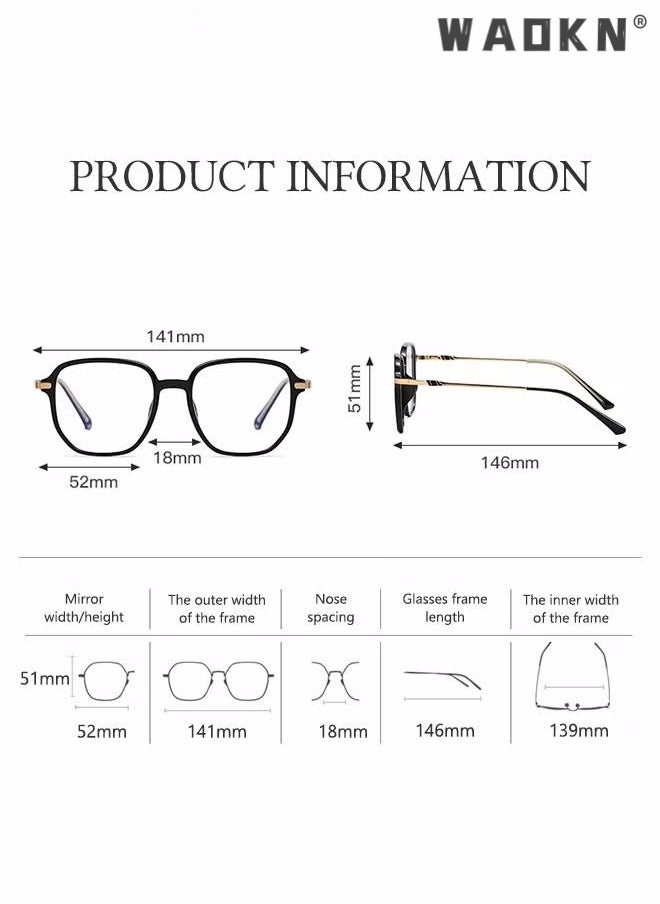 WAOKN Blue Light Blocking Glasses Blue Light Filter Computer Reading Gaming TV Phones Square Eyeglasses Fashion Anti Eyestrain Headache Eyewear for Women Men, Anti Eye Eyestrain UV 400 Protection Reading  - Image 4