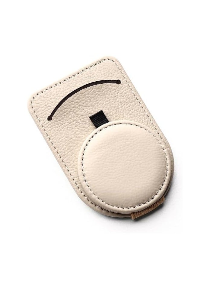 MIRFA Magnetic Leather Sunglasses Holder for Car Visor (Beige)  - Image 1