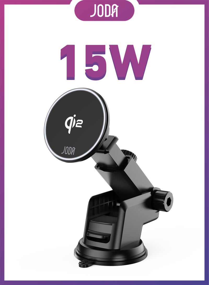 MagQ C1 15W Qi2 Wireless Car Charger is an innovative solution that combines fast charging ⚡, sleek design 🖤, and advanced technology 🔋, making it the perfect choice for users looking for a comfortable and safe charging experience while driving 🚗⚡. Compatible with iPhone 📱 and Samsung Galaxy S21/S22/S23 📱. - Image 1