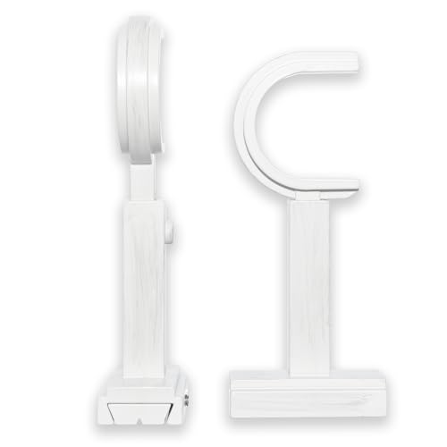 BlastHome Luxury Adjustable Curtain Rod Brackets Premium Quality Heavy Metal Replacement Accessory Signature Collection Set of Two Fits Up to 1 14 Diameter Curtain Rods Brushed White - Image 1