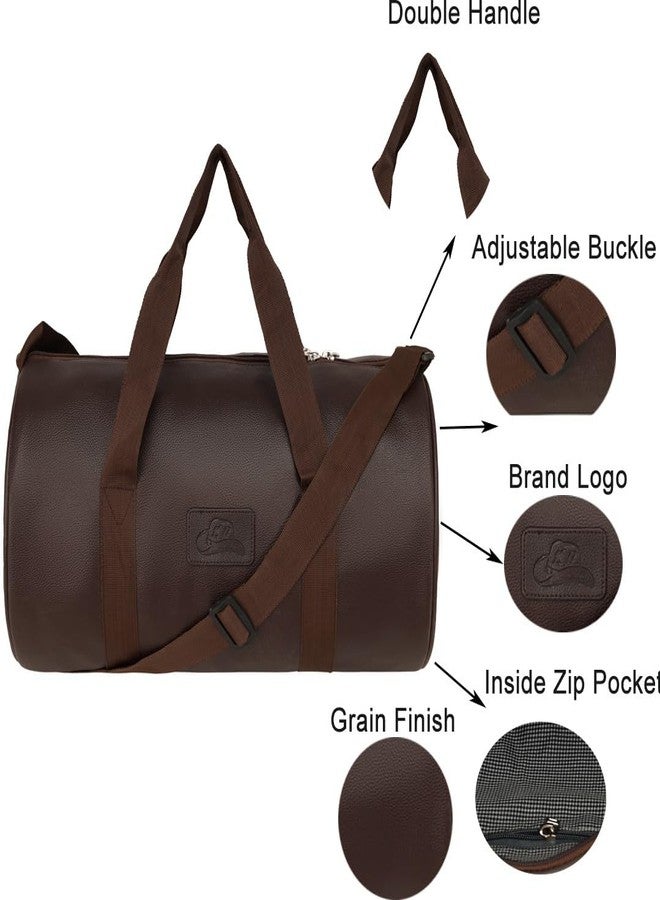 Leather World Gym Bag for Men & Women | Adjustable Shoulder Bag | Duffle Gym Bag | Water Resistant | Sports & Travel Bag | Fitness Bag (Brown) - Image 5