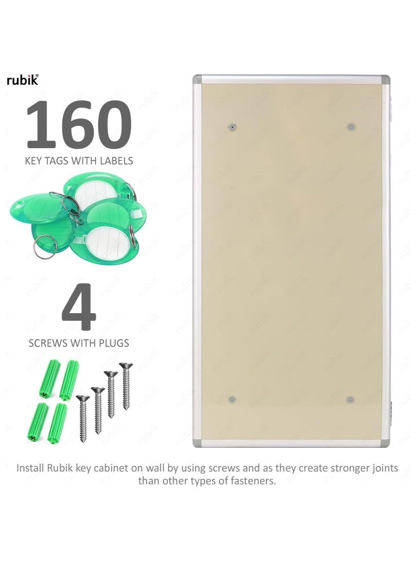 Rubik 160-Bit Key Storage Cabinet Wall Mount, Aluminum Alloy Key Management Storage Lock Box for Home Business (160 Keys Capacity) - Image 4