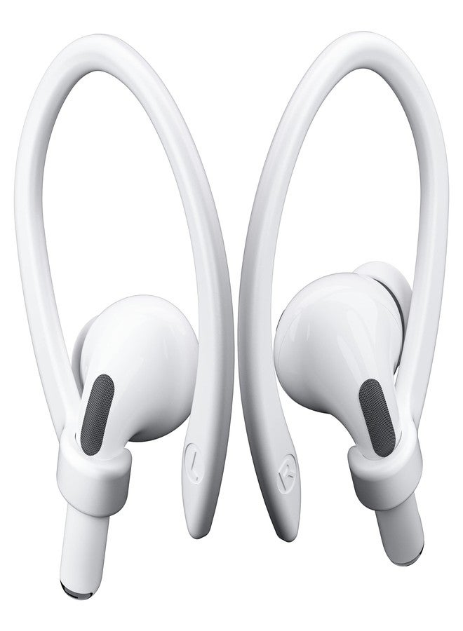 ICARERSPACE 2 Pairs [Middle & Large] Ear Hooks Compatible with AirPods Pro 3, 2, Pro, AirPods 4, 3, 2 & 1, Upgraded Anti Slip Sports Clip Hooks for AirPods 1, 2, 3, 4,Pro, Pro 2 - White - Image 1
