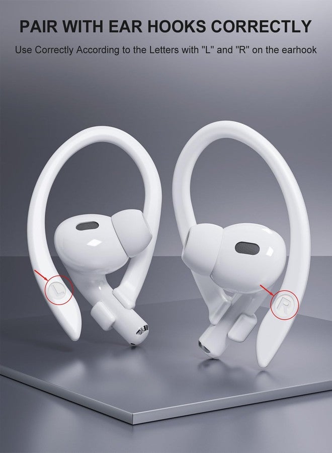 ICARERSPACE 2 Pairs [Middle & Large] Ear Hooks Compatible with AirPods Pro 3, 2, Pro, AirPods 4, 3, 2 & 1, Upgraded Anti Slip Sports Clip Hooks for AirPods 1, 2, 3, 4,Pro, Pro 2 - White - Image 4