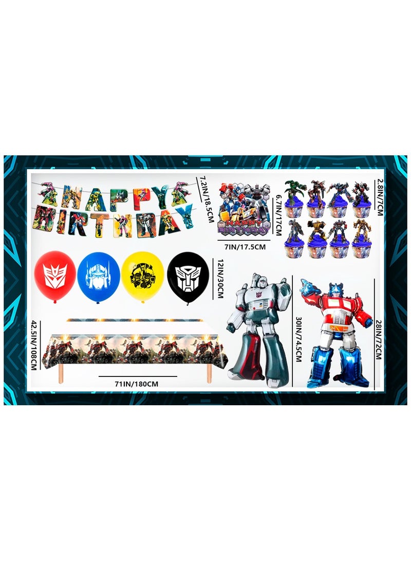 حفلة مثمرة مجموعة زينة حفلات أعياد ميلاد المتحولون مجموعة بالونات متحولون تحت عنوان المتحولون بالونات ولافتات مفرش طاولة تزيين الكيك - Image 3