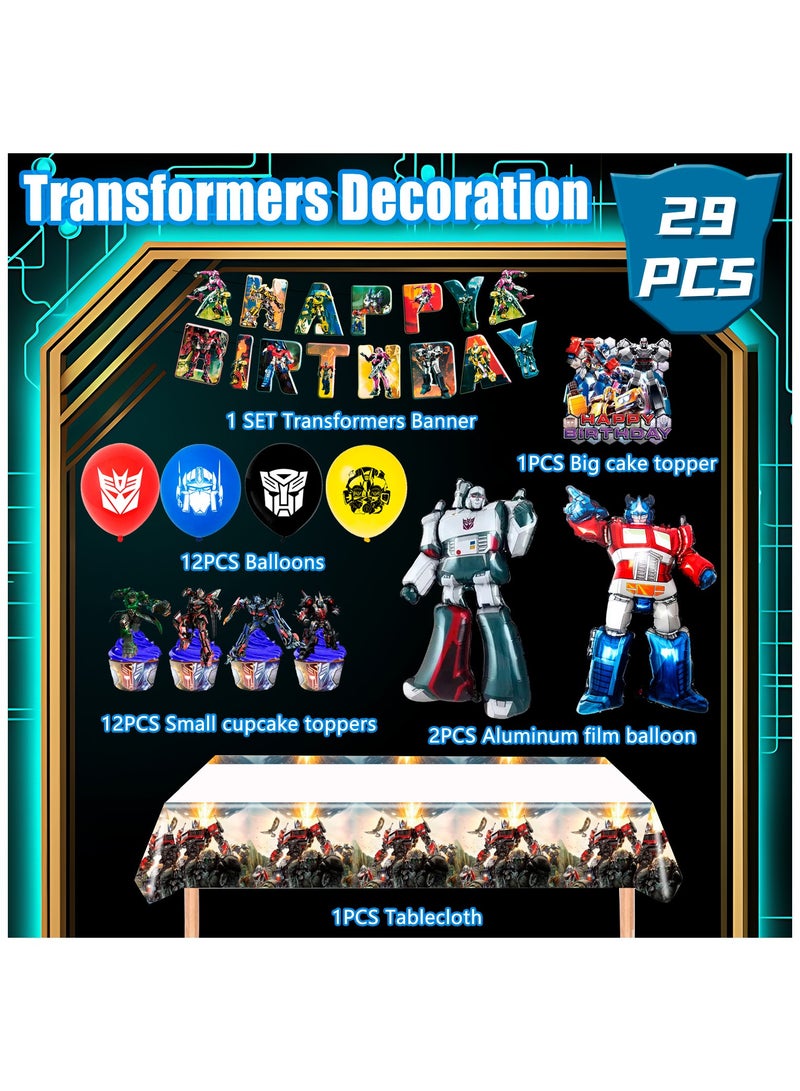 حفلة مثمرة مجموعة زينة حفلات أعياد ميلاد المتحولون مجموعة بالونات متحولون تحت عنوان المتحولون بالونات ولافتات مفرش طاولة تزيين الكيك - Image 2