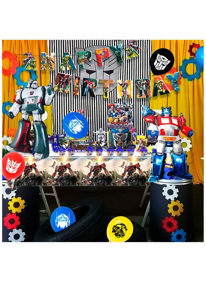 حفلة مثمرة مجموعة زينة حفلات أعياد ميلاد المتحولون مجموعة بالونات متحولون تحت عنوان المتحولون بالونات ولافتات مفرش طاولة تزيين الكيك - Image 4