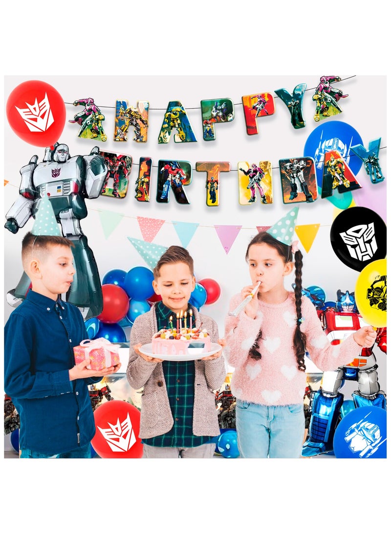 حفلة مثمرة مجموعة زينة حفلات أعياد ميلاد المتحولون مجموعة بالونات متحولون تحت عنوان المتحولون بالونات ولافتات مفرش طاولة تزيين الكيك - Image 5