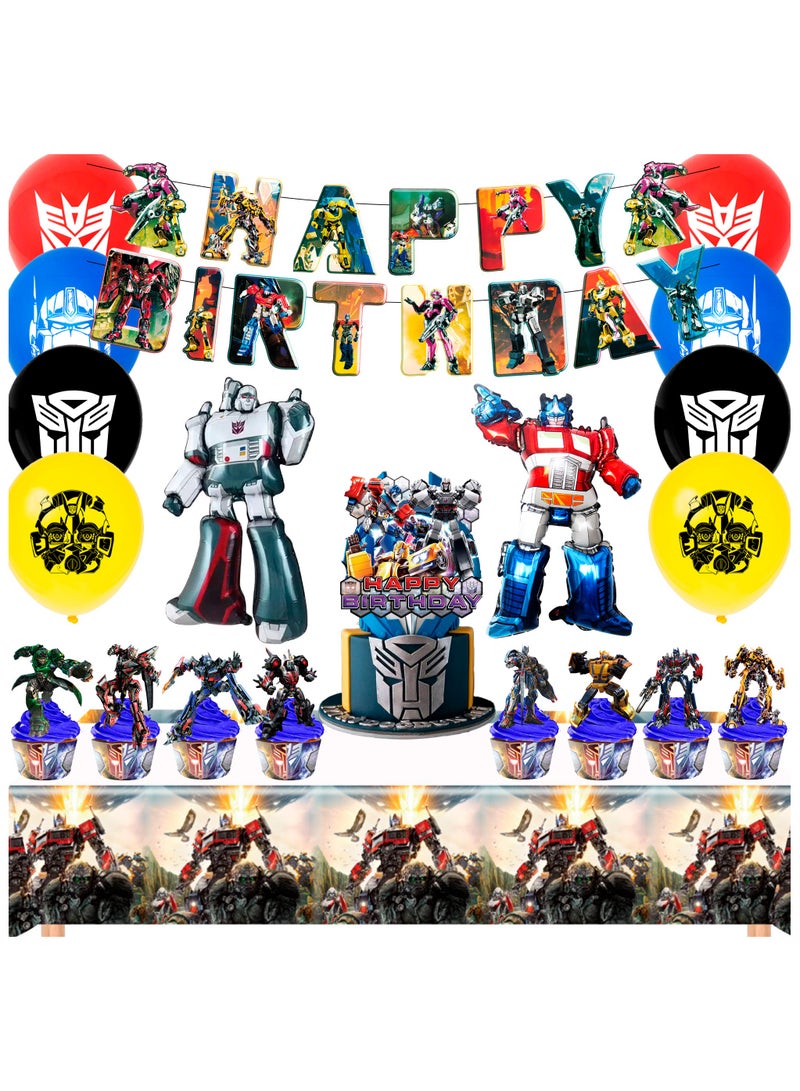 حفلة مثمرة مجموعة زينة حفلات أعياد ميلاد المتحولون مجموعة بالونات متحولون تحت عنوان المتحولون بالونات ولافتات مفرش طاولة تزيين الكيك - Image 1