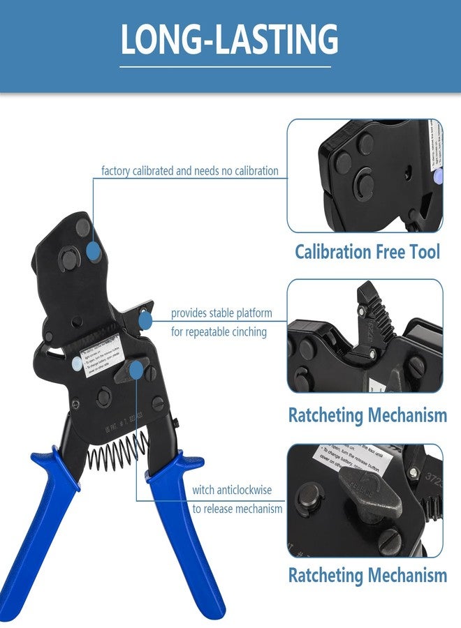 GUOFIS PEX Ratchet Cinch Clamp Tool for Stainless Steel Clamp Rings, One-Hand Ratchet Design Crimper Tool from 3/8", 1/2", 3/4", 5/8" and 1", ASTM2098 - Image 3