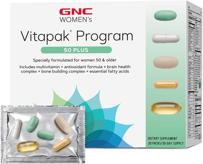 GNC Womens Ultra Mega 50 Plus Vitapak Program 30 Packs for Overall Womens Health for Those Over 50 - Image 1