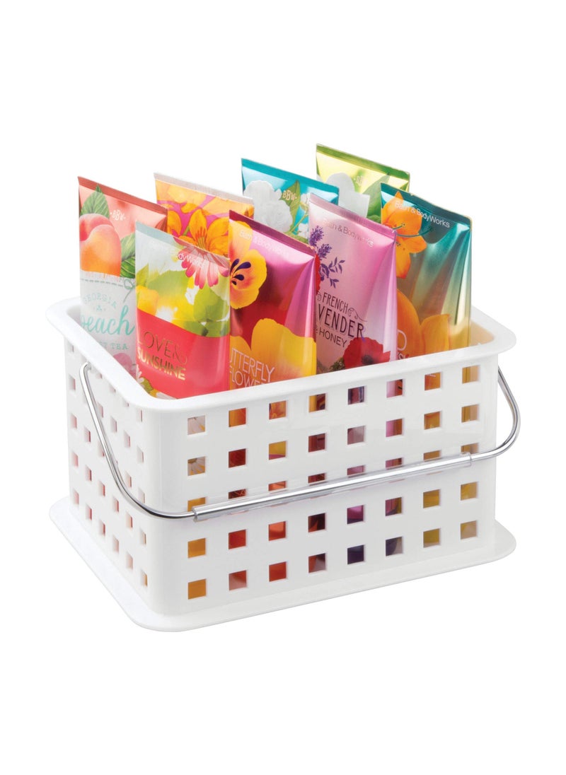 InterDesign iDesign Spa Plastic Storage Shower Basket with Handle for Bathroom  Health  Cosmetics  Hair Supplies and Beauty Products  Small  White  - Image 3