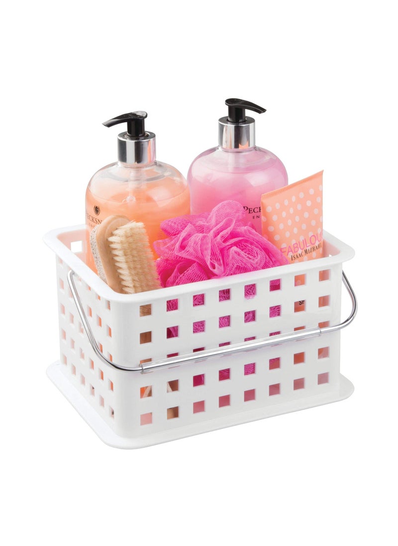 InterDesign iDesign Spa Plastic Storage Shower Basket with Handle for Bathroom  Health  Cosmetics  Hair Supplies and Beauty Products  Small  White  - Image 1