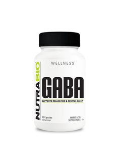 NutraBio NutraBio 100% Pure GABA Supplement (Gamma-Aminobutyric Acid), 500mg - May Help with Healthy Sleep and Relaxation, 90 Capsules  - Image 1