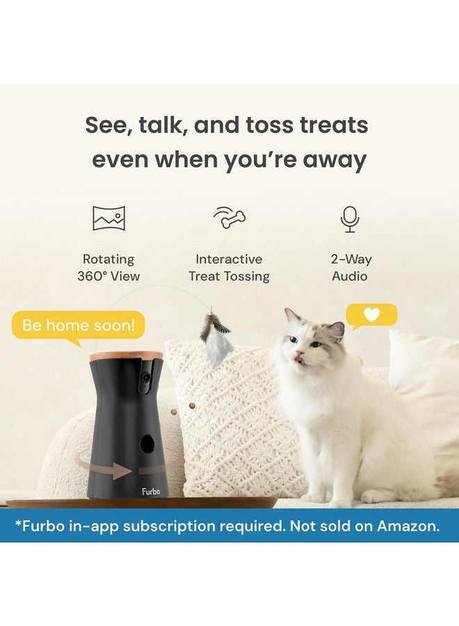فيربو كاميرا Furbo 360° للقطط - فتح الكاميرا وميزات ذكية مع باقة مدفوعة: تنبيهات أمان منزلي وسلامة الحيوانات الأليفة، موزع مكافآت دوار مع مكبر صوت، كاميرا ذكية مع تطبيق هاتف (يتطلب اشتراكًا، الحد الأدنى 3 أشهر) - Image 2
