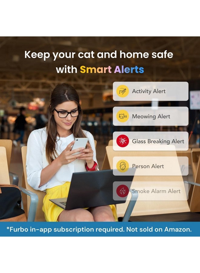 فيربو كاميرا Furbo 360° للقطط - فتح الكاميرا وميزات ذكية مع باقة مدفوعة: تنبيهات أمان منزلي وسلامة الحيوانات الأليفة، موزع مكافآت دوار مع مكبر صوت، كاميرا ذكية مع تطبيق هاتف (يتطلب اشتراكًا، الحد الأدنى 3 أشهر) - Image 3