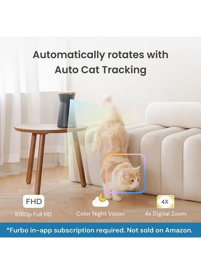 فيربو كاميرا Furbo 360° للقطط - فتح الكاميرا وميزات ذكية مع باقة مدفوعة: تنبيهات أمان منزلي وسلامة الحيوانات الأليفة، موزع مكافآت دوار مع مكبر صوت، كاميرا ذكية مع تطبيق هاتف (يتطلب اشتراكًا، الحد الأدنى 3 أشهر) - Image 4