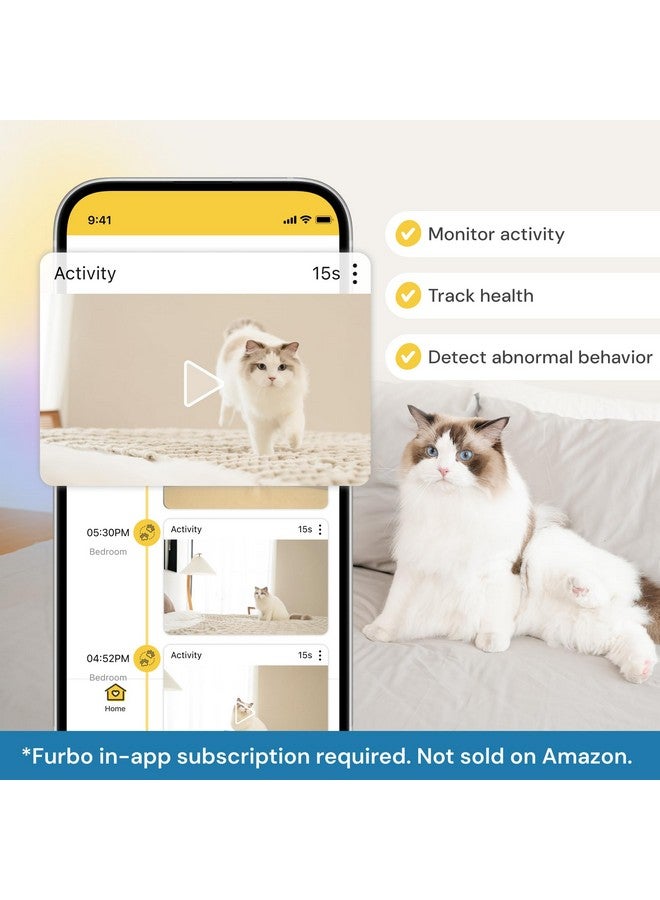 فيربو كاميرا Furbo 360° للقطط - فتح الكاميرا وميزات ذكية مع باقة مدفوعة: تنبيهات أمان منزلي وسلامة الحيوانات الأليفة، موزع مكافآت دوار مع مكبر صوت، كاميرا ذكية مع تطبيق هاتف (يتطلب اشتراكًا، الحد الأدنى 3 أشهر) - Image 5