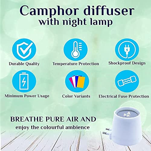 DRAMIQ Plastic Beautiful Kapoor Dani/Aroma Diffuser Cum Night Lamp Essential Oil Diffuser Made In India Electrical Camphor Diffuser Auto-Heating (Blue, 1) - Image 4