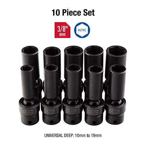 SUNEX TOOLS 3660 3/8-Inch Drive Deep Metric Universal Socket Impact Set, 10-Piece - Image 2