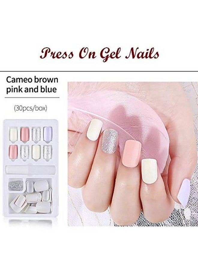 Store2508 - Press On Gel Nails 30 Pcs With Double Sided Jelly Adhesive Nail Glue Nail Filer Mb658_Design 04 - Image 1