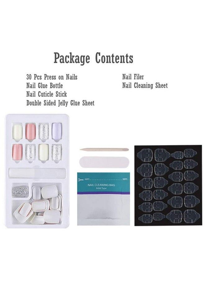 Store2508 - Press On Gel Nails 30 Pcs With Double Sided Jelly Adhesive Nail Glue Nail Filer Mb658_Design 04 - Image 1