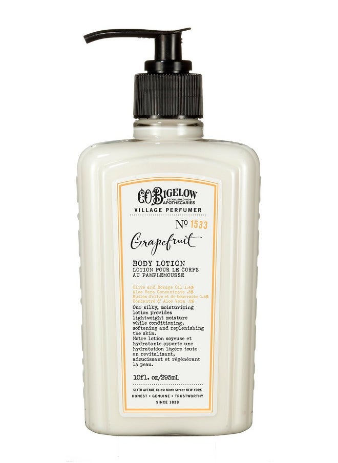 C. O. Bigelow C.O. Bigelow Grapefruit Body Lotion for Women and Men, Village Perfumer Lotion with Olive Oil, Borage Oil, and Aloe Vera Concentrate, 10 fl oz  - Image 1