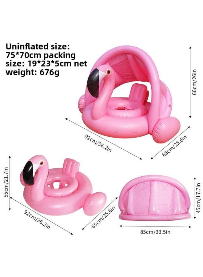 Generic Children's Swimming Ring Summer Water Supplies Sunshade Flamingo Swimming Seat Ring Sunscreen Seat Ring Pvc Inflatable Swimming Ring-Inside Diameter After Inflation:Cross Bottom With Puffy Swan Seat - Image 5