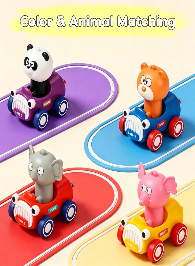 Amanli 4 Pcs Press to Go Car Toys for Toddlers 1-3, Animal Racing Cars Infant Baby Toys 6-9-12-18 Months, Cars Toys for 1 2 Year Old Boy Girl Gifts, One 1st First Year Old Boy Girl Birthday Gifts(Multicolour) - Image 3