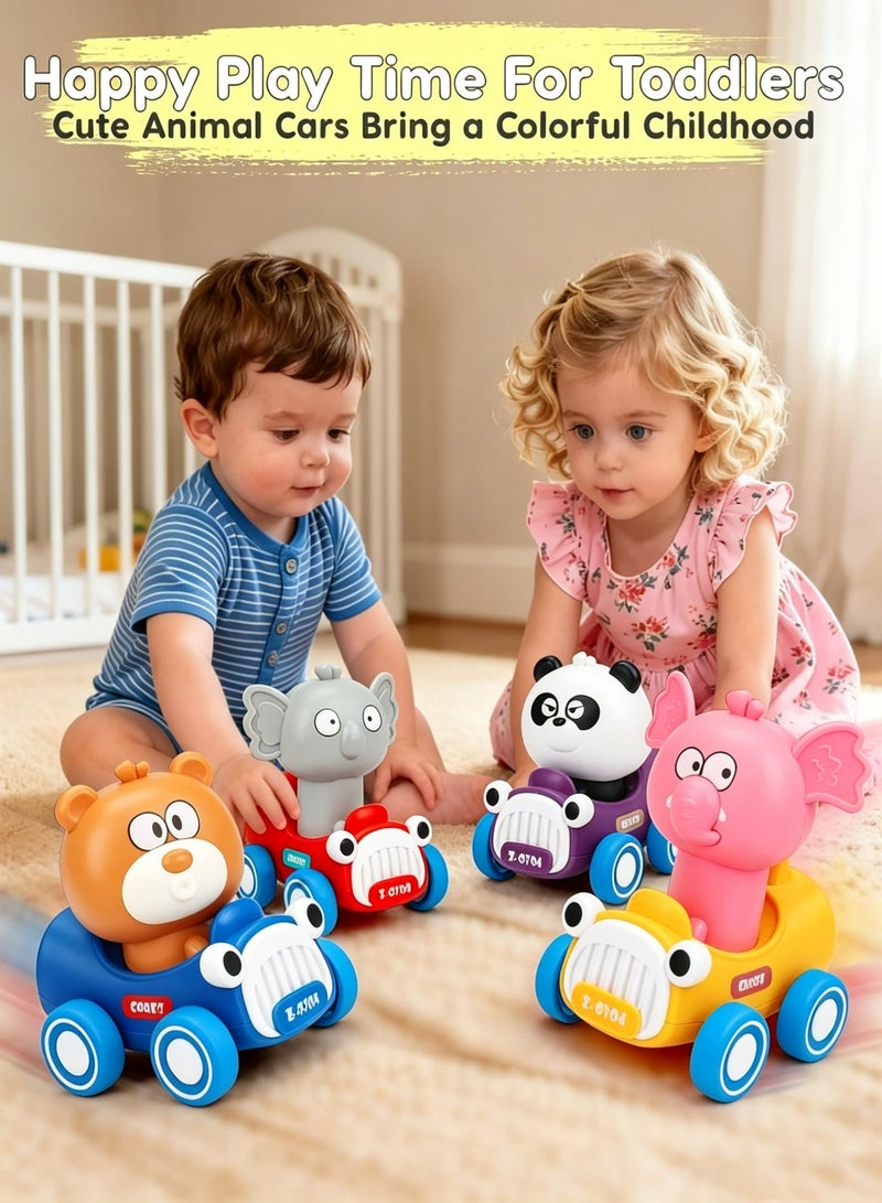 Amanli 4 Pcs Press to Go Car Toys for Toddlers 1-3, Animal Racing Cars Infant Baby Toys 6-9-12-18 Months, Cars Toys for 1 2 Year Old Boy Girl Gifts, One 1st First Year Old Boy Girl Birthday Gifts(Multicolour) - Image 5
