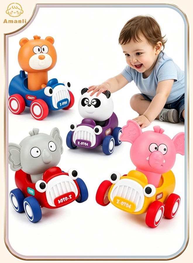 Amanli 4 Pcs Press to Go Car Toys for Toddlers 1-3, Animal Racing Cars Infant Baby Toys 6-9-12-18 Months, Cars Toys for 1 2 Year Old Boy Girl Gifts, One 1st First Year Old Boy Girl Birthday Gifts(Multicolour) - Image 1