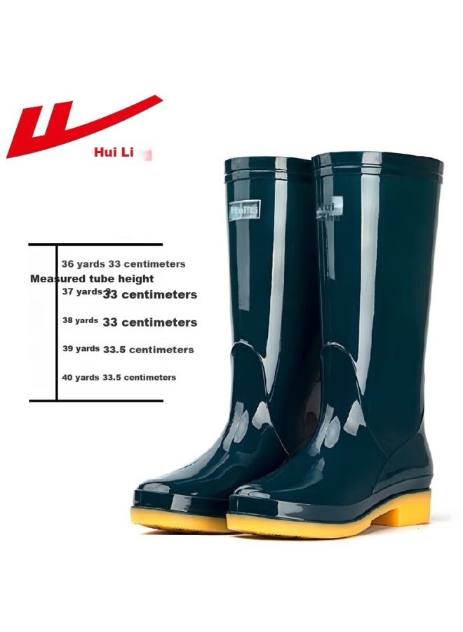 Warrior Women's Mid-calf Rain Boots Adult Rubber Shoe Covers Waterproof Shoes Water Boots Hxlb13 Dark Green High Tube 38 - Image 2