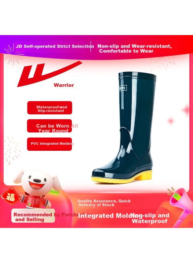Warrior Women's Mid-calf Rain Boots Adult Rubber Shoe Covers Waterproof Shoes Water Boots Hxlb13 Dark Green High Tube 38 - Image 1