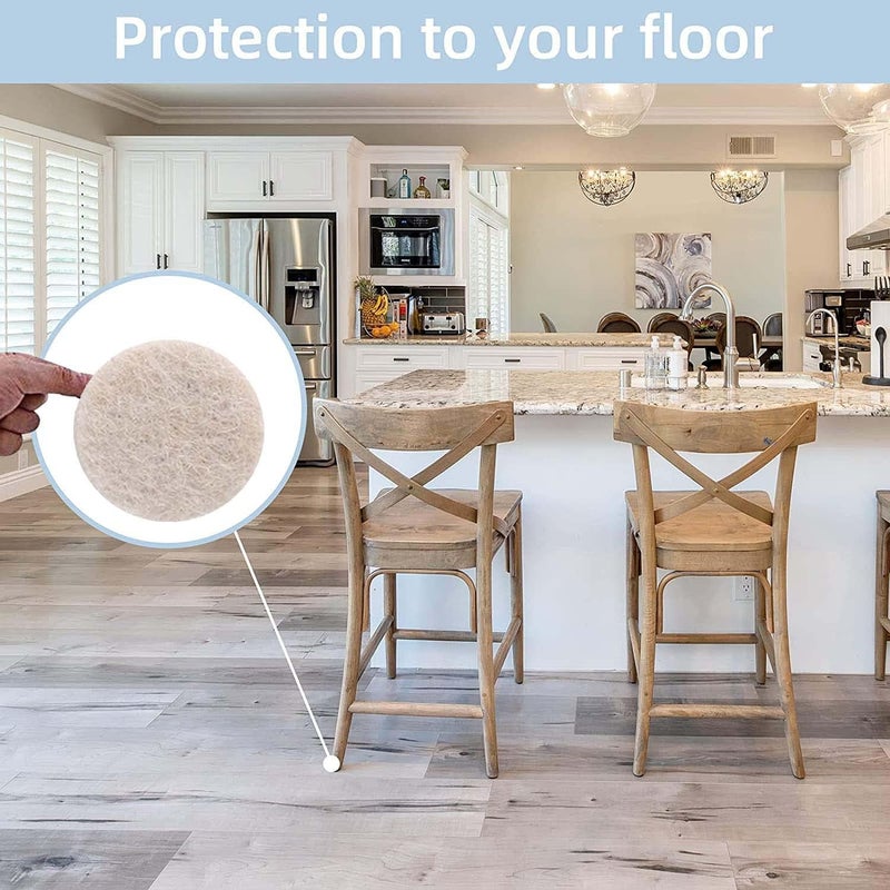 Do It Yourself Do It Your Self Rount Felt Furniture Pads - Floor Protector Chair Felts for Feet Wood Floors Best Hardwood Protect Your Hard Floors ! Furniture Floor Protector (10 Pcs Beige-Black, 4-5" inch) - Image 3
