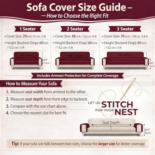 STITCHNEST Woven 1 Seater Sofa Protector with 2 Hand Rest Covers – Purple & White Stripe Design – Washable Fabric with Tassels – Stylish Sofa Cover for Modern Living Room & Furniture Décor - Image 3