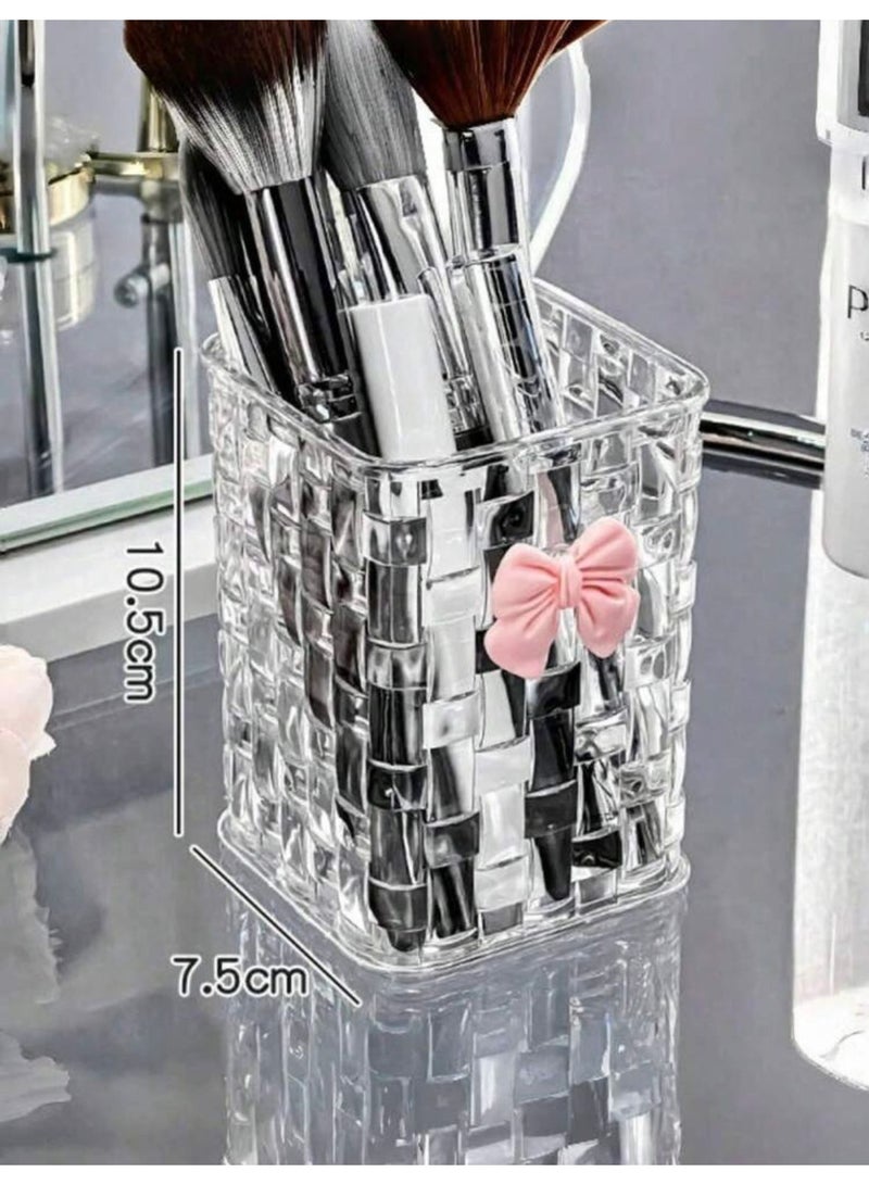 Clear Acrylic Makeup Brush Holder – Stylish Cosmetic Organizer – Storage Box for Brushes and Accessories – Suitable for Vanity and Bathroom - Image 4