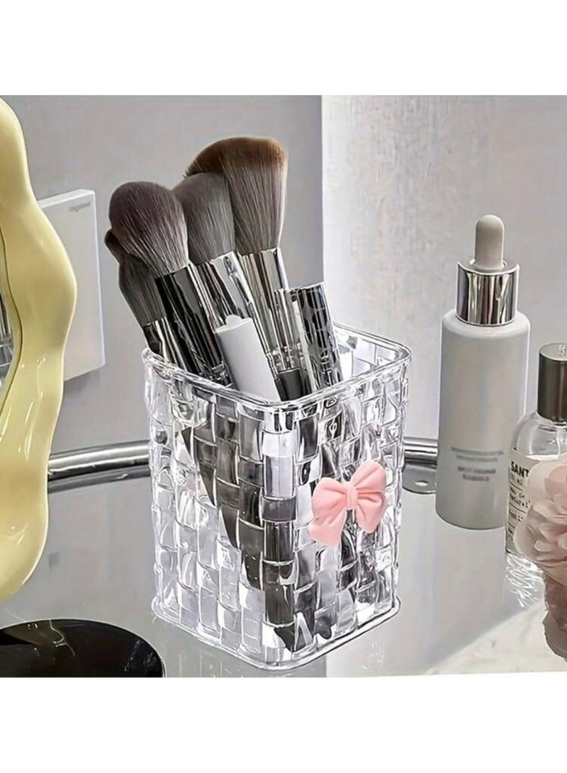 Clear Acrylic Makeup Brush Holder – Stylish Cosmetic Organizer – Storage Box for Brushes and Accessories – Suitable for Vanity and Bathroom - Image 3