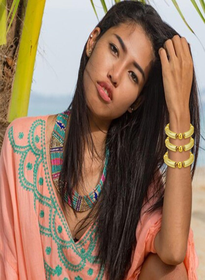 YBMYCM 3-4PCS Bamboo Tube Bangles Bracelet for Women Colorful Beads Elastic Bracelets Acrylic Chunky Bracelets for Women - Image 2