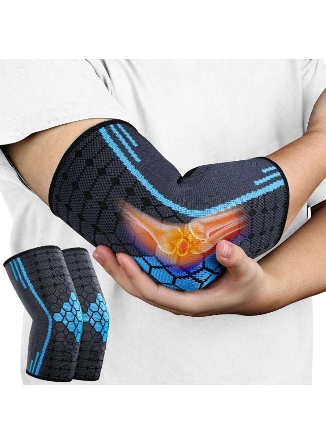 Arabest Elbow Brace for Men Women, 2 Pack Elbow Compression Sleeve Wraps Pads for Tendonitis Arthritis Bursitis, Reduce Joint Pain During Tennis Volleyball Baseball Weightlifting Golfers Workout - Image 1