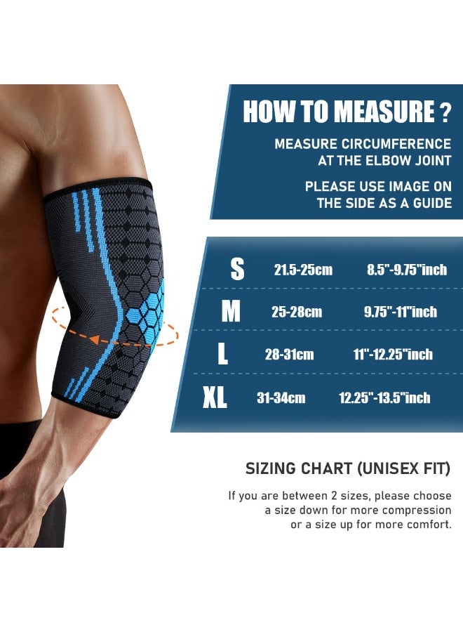 Arabest Elbow Brace for Men Women, 2 Pack Elbow Compression Sleeve Wraps Pads for Tendonitis Arthritis Bursitis, Reduce Joint Pain During Tennis Volleyball Baseball Weightlifting Golfers Workout - Image 2