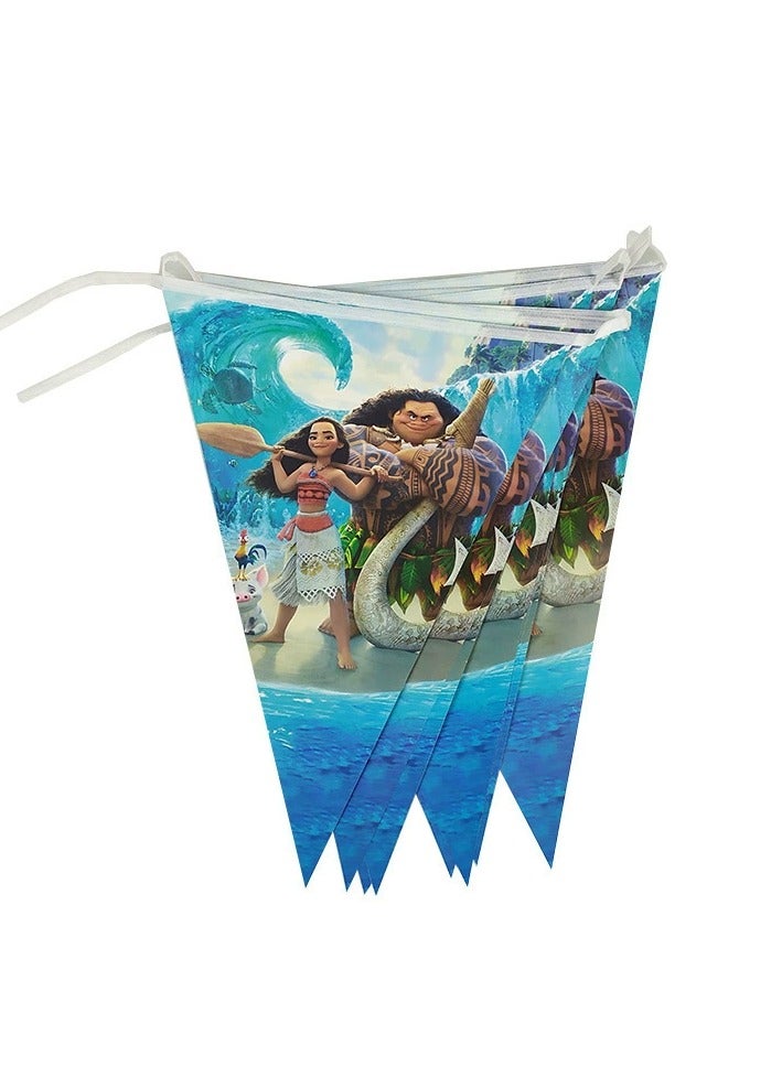 145 pieces of Moana-themed birthday party banner flags and disposable paper cups and tableware for New Year's Eve party, suitable for 10 guests, suitable as a gift for birthday parties or for boys and girls. - Image 3