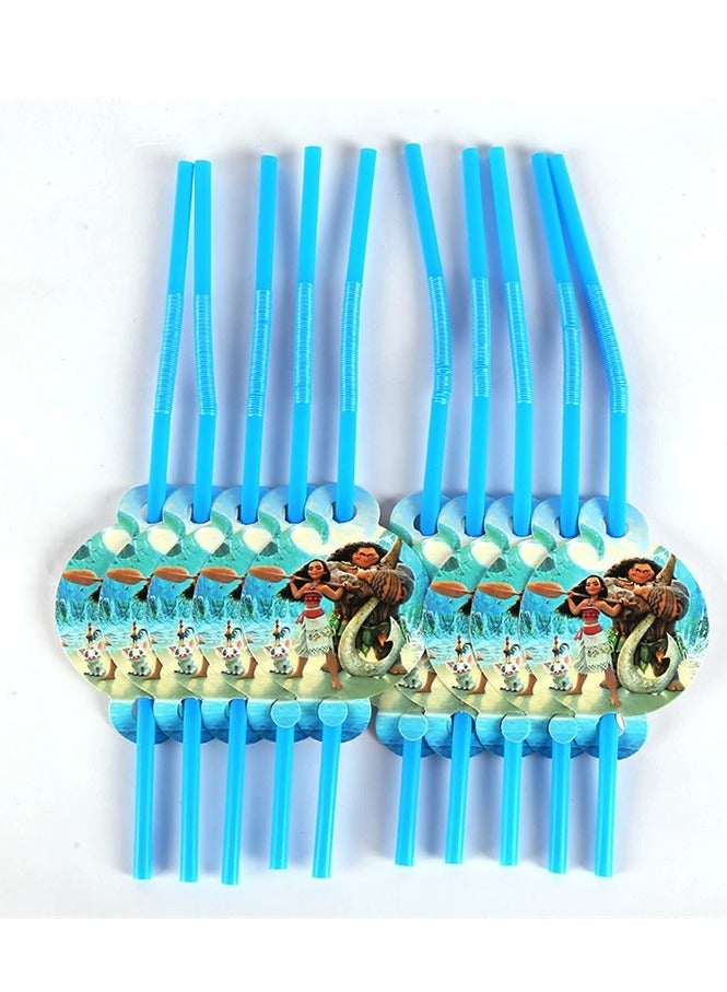 145 pieces of Moana-themed birthday party banner flags and disposable paper cups and tableware for New Year's Eve party, suitable for 10 guests, suitable as a gift for birthday parties or for boys and girls. - Image 5