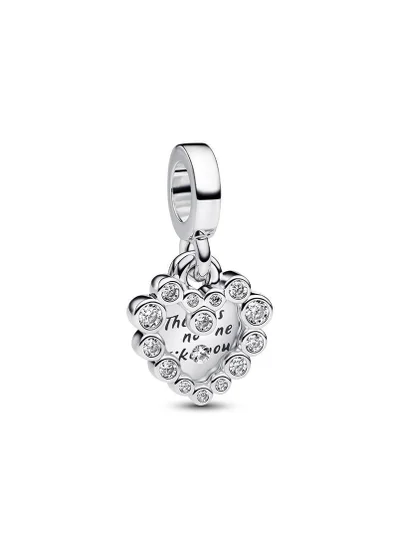 PANDORA Sparkling Heart Double Dangle Charm