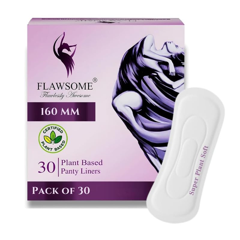 Flawsome Daily Panty Liners | Pack of 30 | Plant-Based, Ultra Soft & Breathable | Rash-Free & Toxin-Free | Everyday Freshness & Light Leak Protection - Image 1