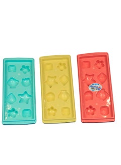 Ghazal 3-Piece Plastic Ice Mold Set, 8 Different Shapes, Size 10*23 Cm (Multi-Colored)  - Image 1