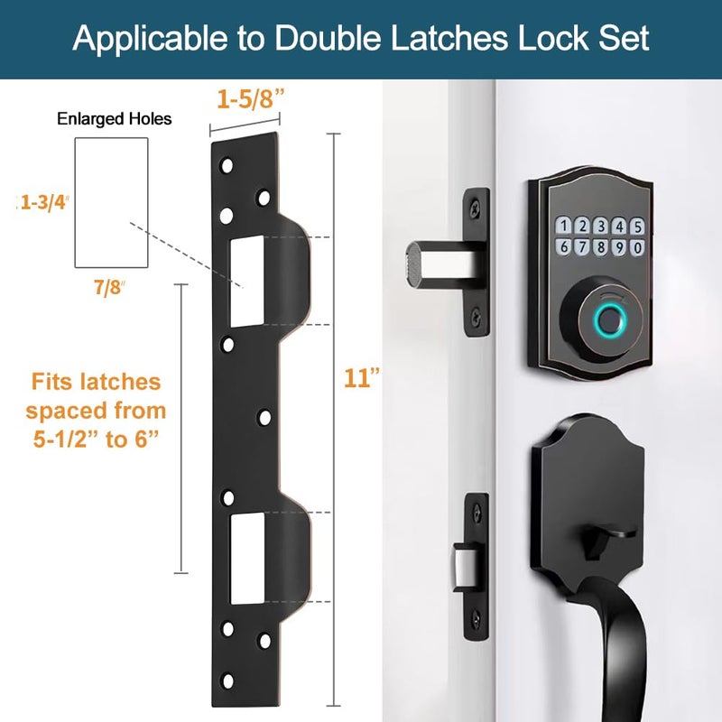 Mosecyou Door Strike Plate Oil Rubbed Bronze  With Reinforced Torx/Star Screws & Bit  Double Hole Reinforcement Latch Striker For Exterior/Interior Deadbolt Door Knob(1  Oil Rubbed Bronze) - Image 2