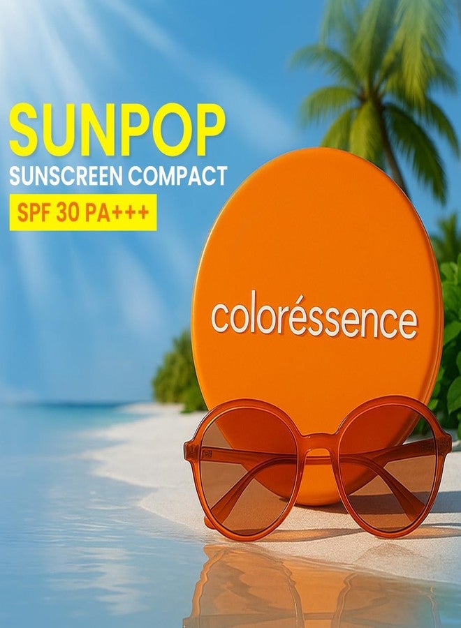 COLORESSENCE Sunpop Sunscreen Compact Powder SPF 30 PA+++, Beige, 10gm with FREE Applicator Puff | Blur Pores | Oil Control | Matte Finish | For All Skin Types - Image 2