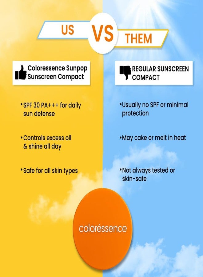 COLORESSENCE Sunpop Sunscreen Compact Powder SPF 30 PA+++, Beige, 10gm with FREE Applicator Puff | Blur Pores | Oil Control | Matte Finish | For All Skin Types - Image 4