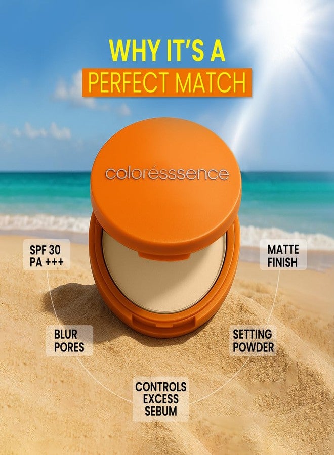 COLORESSENCE Sunpop Sunscreen Compact Powder SPF 30 PA+++, Beige, 10gm with FREE Applicator Puff | Blur Pores | Oil Control | Matte Finish | For All Skin Types - Image 3